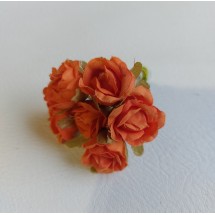 Цветы из ткани 2,5 см в пучках (6 шт) цв.темно-оранжевый, цена за пучок